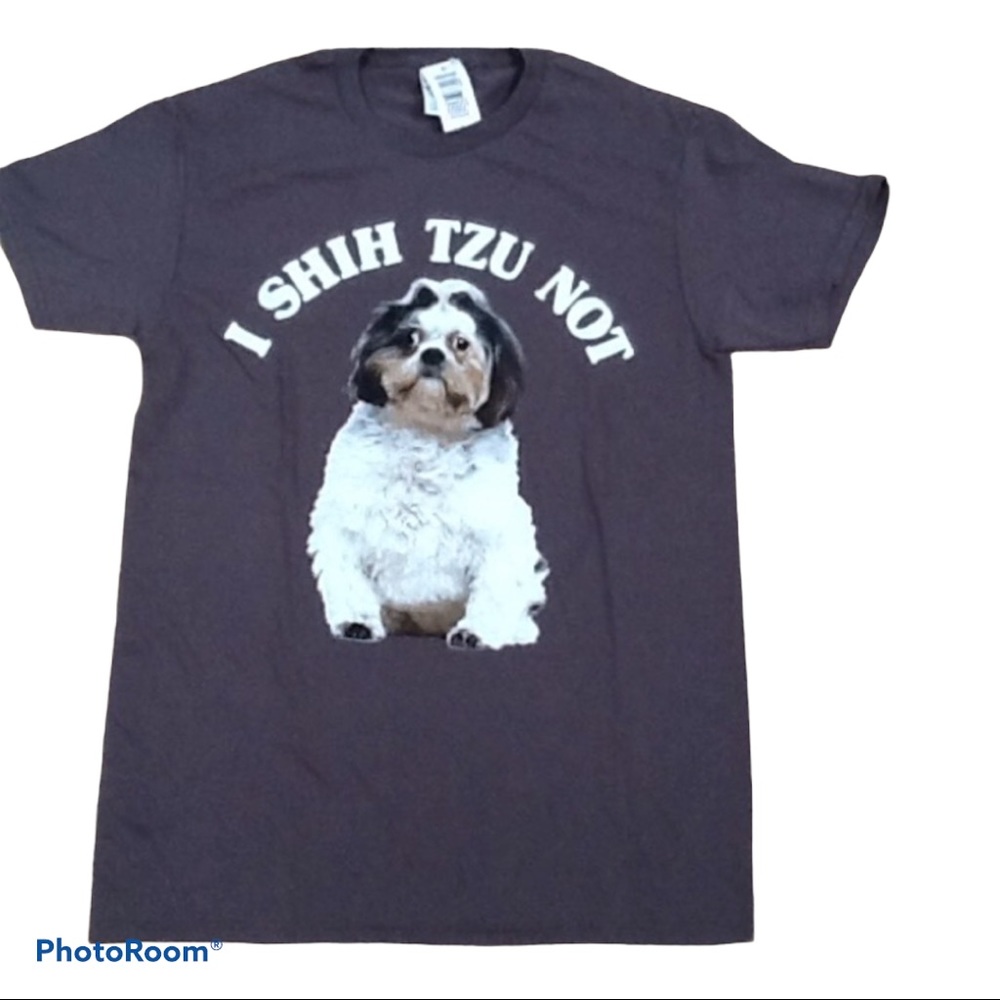 Shih Tzu Dog Dark Gray Graphic Tee Sz Small NWT
